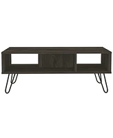 Streamdale Furniture Vassel Coffee Table, Hairpin Legs, Two Shelves - Espresso