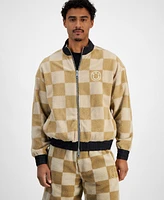 Hugo Boss Men's Naliso Relaxed Fit Zip-Front Checkered Track Jacketed