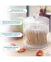 Zulay Kitchen 2 Pack Qtip Holder Bathroom Canisters - 20oz Cotton Ball Holder