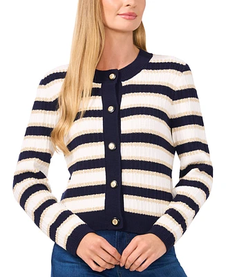 CeCe Women's Striped Cardigan