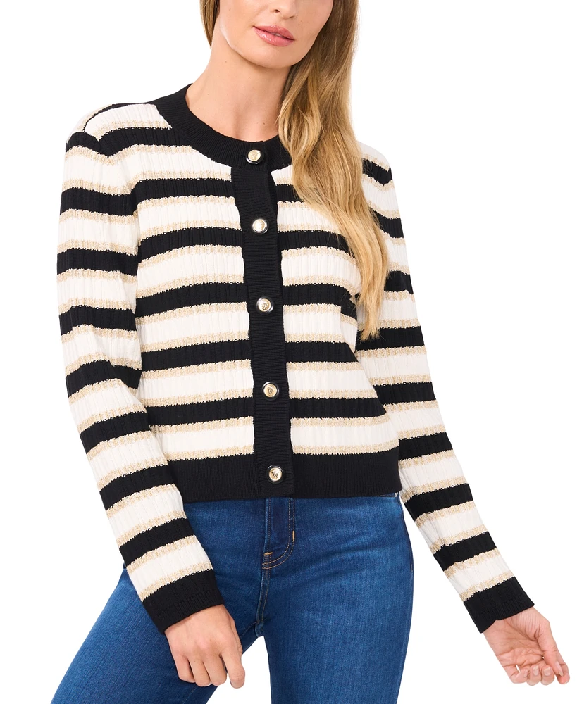 CeCe Women's Striped Cardigan