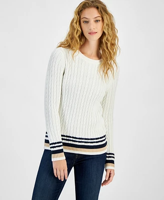 Tommy Hilfiger Women's Cable-Knit Crewneck Sweater