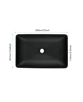 Streamdale Furniture Black Matte Rectangular Vessel Sink with Faucet and Drain