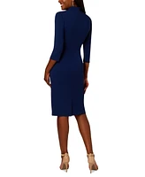 Adrianna Papell Women's V-Neck Tie-Waist 3/4-Sleeve Sheath Dress