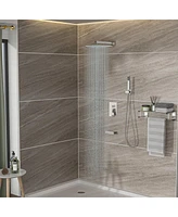 12" Rain Shower Head Systems With Waterfall Tub Spout, Brushed Nickel, Wall Mounted Shower 0000