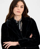 Anne Klein Petite Faux-Fur Notch-Collar Cropped Jacket