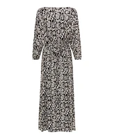 Olsen 3/4 Sleeve A-Line Snake Print Midi Dress