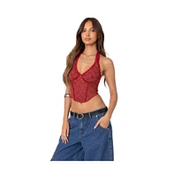 Edikted Women's Chica lace halter corset top