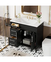 Streamdale Furniture Modern 36" Bathroom Vanity with Glossy Resin Basin and Ample Storage