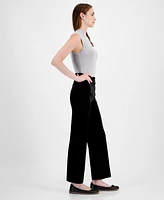 Anne Klein Women's High-Rise Wide-Leg Velvet Pants