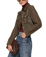 Avec Les Filles Women's Mixed Media Faux-Leather Jacket