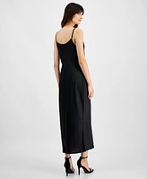 Anne Klein Women's Cowlneck Side-Slit Slip Dress