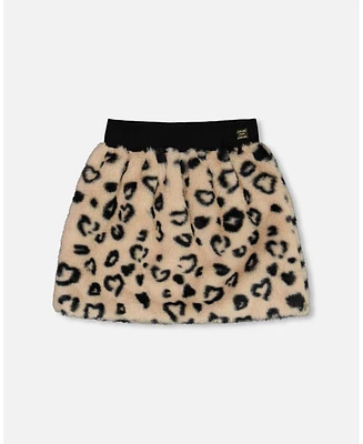 Deux par Big Girls Printed Faux Fur Skirt Leopard