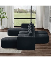 Simplie Fun Black Loop Yarn U-Shaped Sectional Sofa with Modular Diy Options