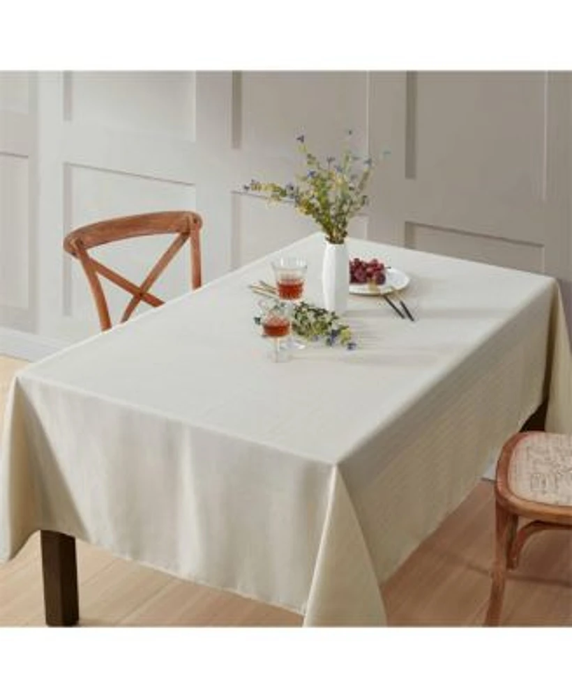 Hlc.Me Lincoln Stripe Fabric Tablecloth For Rectangle Table Advanced Water Fade Stain Wrinkle Resistance