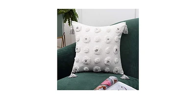 Caromio 1Pc Tufted Tassels Chenille Decorative Throw Pillow Covers 18" x 18"