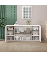 Modern Sideboard with Ample Storage - White Granite Top