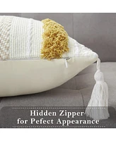 Caromio 1Pc Tassels Tufted Woven Decorative Throw Pillow Covers 18" x