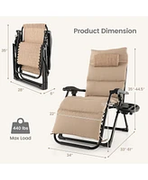 Skonyon Adjustable Metal Zero Gravity Lounge Chair with Removable Cushion and Cup Holder Tray