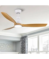 Streamdale Furniture 52 In.Integrated Led Ceiling Fan With Antique Brown Wood Graiin Blade