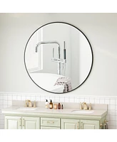 Streamdale Furniture 42" Wall Mounted Black Circular Mirror, For Bathroom, Living Room, Bedroom Wall Decor