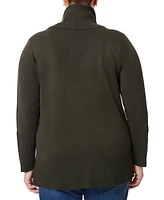 Melissa Paige Plus Size Contrast-Cuff Cowlneck Sweater