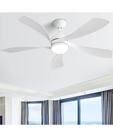 Sofucor 52 Ceiling Fans with Light Yellow with 5 Curve Blades