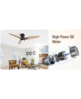 Sofucor 56" Ceiling Fan with Lights & Remote, Flush Mount, Low Profile, Reversible, Dimmable