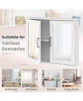 Skonyon 2-Tier Bathroom Wall-Mounted Mirror Storage Cabinet with Handles