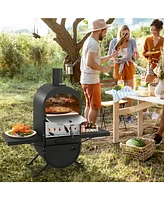 Sugift Outdoor Pizza Oven with 600D Oxford Fabric Cover 12 Inch Pizza Stone and Cooking Grill