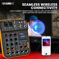 5 Core Audio Interface Mixer 4 Channel Pc Xlr Bluetooth Usb Dj Music Podcast Karaoke Sound Board