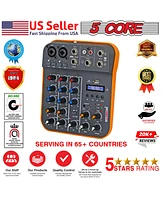 5 Core Audio Interface Mixer 4 Channel Pc Xlr Bluetooth Usb Dj Music Podcast Karaoke Sound Board