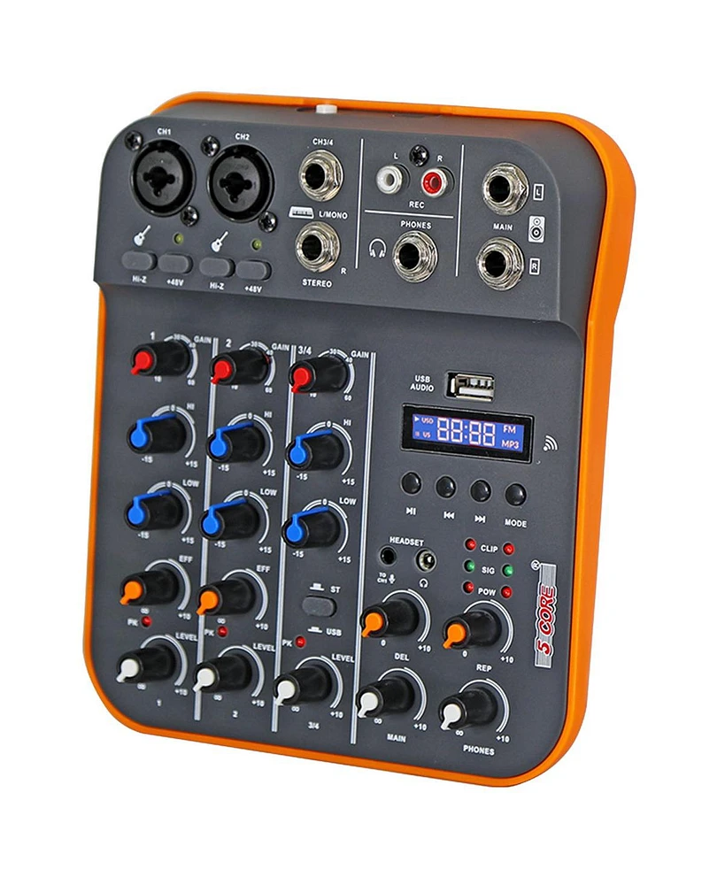 5 Core Audio Interface Mixer 4 Channel Pc Xlr Bluetooth Usb Dj Music Podcast Karaoke Sound Board