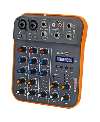 5 Core Audio Interface Mixer 4 Channel Pc Xlr Bluetooth Usb Dj Music Podcast Karaoke Sound Board