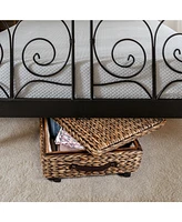 Jonathan Y Chett Minimalist Hand-Woven Hyacinth/Wood Underbed Storage Bin with Wheels and Handles