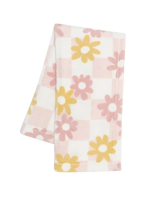 Lambs & Ivy Daisy Dreams Soft & Cozy Luxury Fleece Checkered Baby Blanket