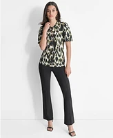 Dkny Women's Printed Twist-Neck Blouse