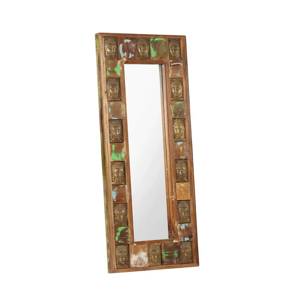 vidaXL Mirror with Buddha Cladding 19.7"x43.3" Solid Reclaimed Wood