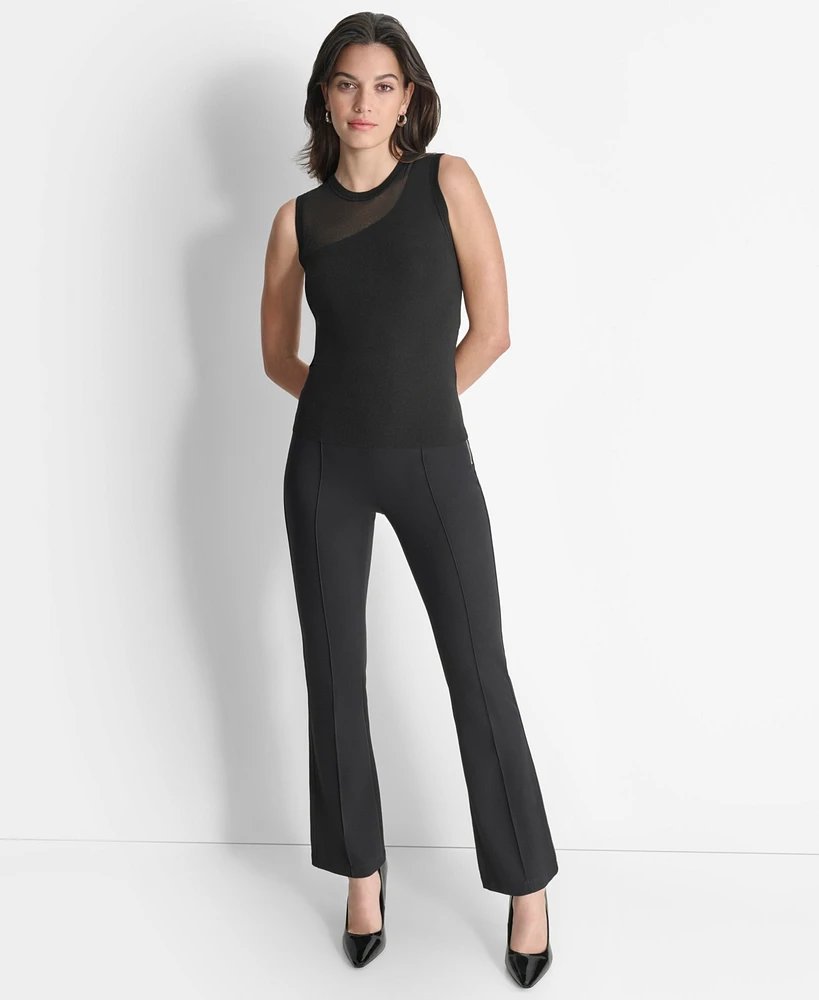 Dkny Women's Sleeveless Mixed-Media Top