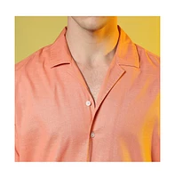 Campus Sutra Men's Tangarine Orange Heathered Shirt