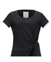 Hope & Henry Women's Organic Short Sleeve Knit Tie Midi Dress