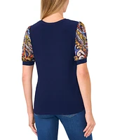 CeCe Women's Floral Puff-Sleeve Blouse