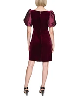 Karl Lagerfeld Paris Women's Velvet Taffeta Puffed-Sleeve Dress