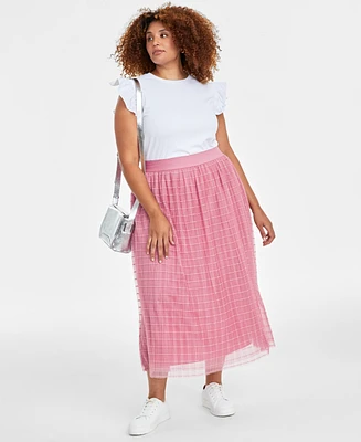 On 34th Plus Tulle A-Line Midi Skirt, Created for Macy's