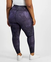 Id Ideology Plus Midnight Foil 7/8 Leggings, Created by Macy's