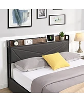 Simplie Fun Full Bed Frame with Storage Headboard & Charging Station