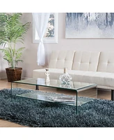 Streamdale Furniture Sleek Glass Coffee Table With Shelf