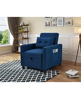 Simplie Fun Convertible Navy Sleeper Chair Set