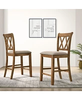 Windvale Cross-Buck Wood 5-Piece Counter Height Dining Set, Tan