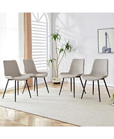 Simplie Fun Chic and Comfortable Light Gray Dining Chair with Black Metal Legs